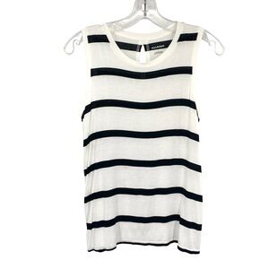 Halogen Bethany Black and White Stripe Tank Top